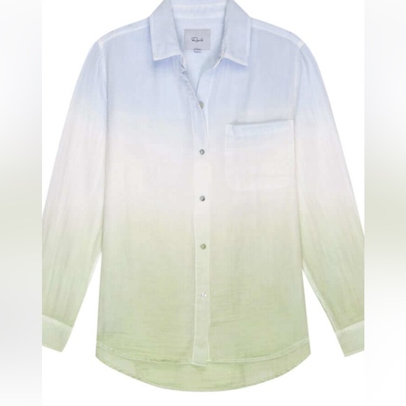 RAILS ELLIS SHIRT IN BLUE MINT DIP DYE COTTON GAUZE - Picture 4 of 10